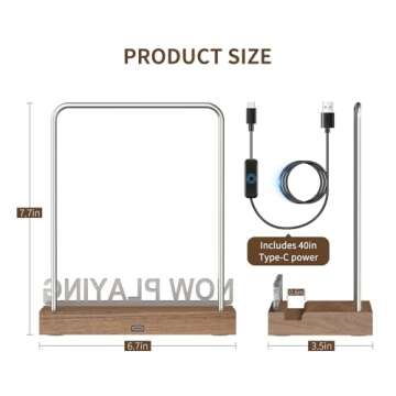 KORRTFID Now Playing Vinyl Record Stand, Vinyl Record Holder, Light Up Vinyl Record Display Stand, Vinyl Record Holder for Albums, Warm White Light with Fingerprint-Proof Acrylic Letters