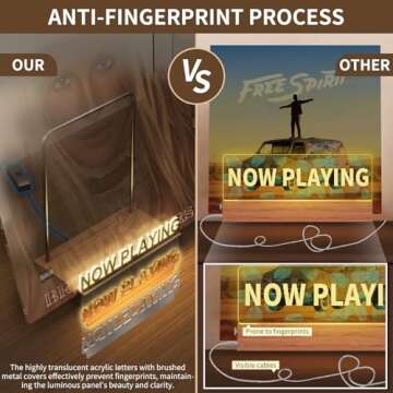 KORRTFID Now Playing Vinyl Record Stand, Vinyl Record Holder, Light Up Vinyl Record Display Stand, Vinyl Record Holder for Albums, Warm White Light with Fingerprint-Proof Acrylic Letters