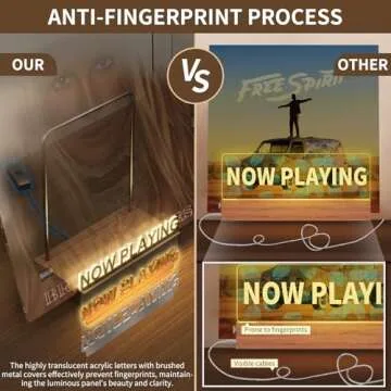 KORRTFID Now Playing Vinyl Record Stand, Vinyl Record Holder, Light Up Vinyl Record Display Stand, Vinyl Record Holder for Albums, Warm White Light with Fingerprint-Proof Acrylic Letters