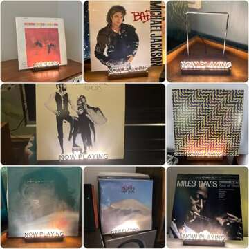 KORRTFID Now Playing Vinyl Record Stand, Vinyl Record Holder, Light Up Vinyl Record Display Stand, Vinyl Record Holder for Albums, Warm White Light with Fingerprint-Proof Acrylic Letters