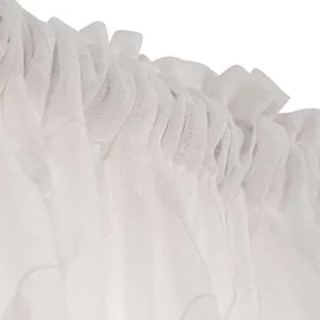 Deconovo Floral Embroidered Semi Sheer Curtains Leaves Patterned Faux Linen Rod Pocket Curtains for Bedroom 52x63 Inch Beige