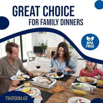 Trendables 80 Piece Plastic Disposable Plates Set For 40 Guests I 40 X 8 Inch Dessert Plates & 40 X 10 Inch Disposable Plastic Plates | Wedding Party Plates | White & Blue Floral Design