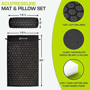 ProsourceFit Acupressure Mat and Pillow Set for Back/Neck Pain Relief and Muscle Relaxation, Large -...