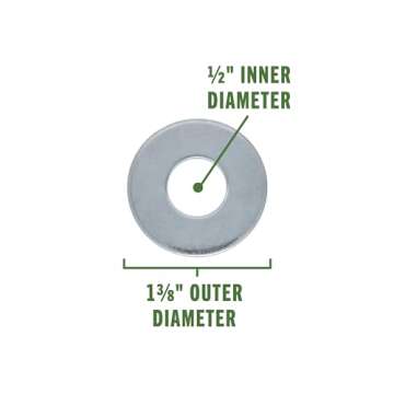 The Hillman Group USS Flat Washers, 1/2" Diameter, 9/16” Drive Size, Steel with Zinc Finish, 50 Pack