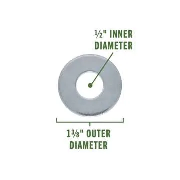 The Hillman Group USS Flat Washers, 1/2" Diameter, 9/16” Drive Size, Steel with Zinc Finish, 50 Pack