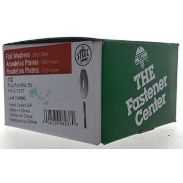 The Hillman Group USS Flat Washers, 1/2" Diameter, 9/16” Drive Size, Steel with Zinc Finish, 50 Pack