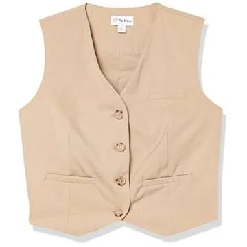 The Drop Women's Sadie Cropped Slim Vest - Chic Stone Color