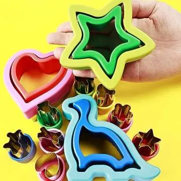 GELIFATLE Sandwich Cutter and Sealer Set, 3 Pcs Bread Sandwich Decruster Pancake Maker DIY Cookie Cutters for Kids Lunch Box -with 8 Pcs Fruit Vegetable Cutter Shapes Set