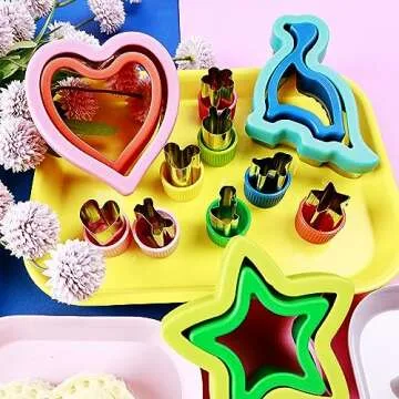 GELIFATLE Sandwich Cutter and Sealer Set, 3 Pcs Bread Sandwich Decruster Pancake Maker DIY Cookie Cutters for Kids Lunch Box -with 8 Pcs Fruit Vegetable Cutter Shapes Set