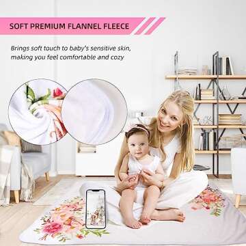 Baby Monthly Milestone Blanket for Boy Girl Soft Floral Memory Blanket Newborn Growth Chart Mileston...