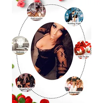 Sexy Lace Baby Doll Robe Deep V Neck Women Lingerie Dress