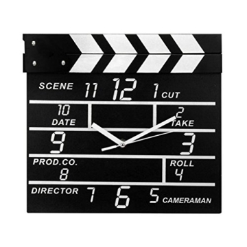 Zaoniy Large Retro Cinema Movie Slate Analog Wall Clock - Stylish Home Decor for Film Lovers
