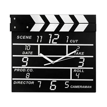 Zaoniy Large Retro Cinema Movie Slate Analog Wall Clock - Stylish Home Decor for Film Lovers