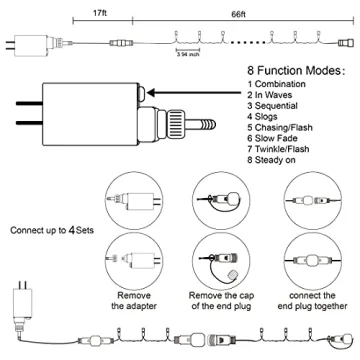 66ft LED Christmas Decorative Mini Lights with 200 Bulbs