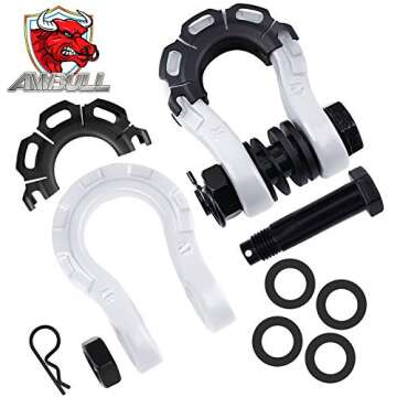 AMBULL Shackles Upgrade 3/4" D Ring Shackle (2 Pack) 70,000 lbs Break Strength with 7/8" Pin, Isolat...