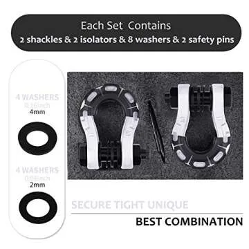 AMBULL Shackles Upgrade 3/4" D Ring Shackle (2 Pack) 70,000 lbs Break Strength with 7/8" Pin, Isolator and Washer Kits for Use with Tow Strap, Winch, Off-Road Truck Vehicle Recovery, White
