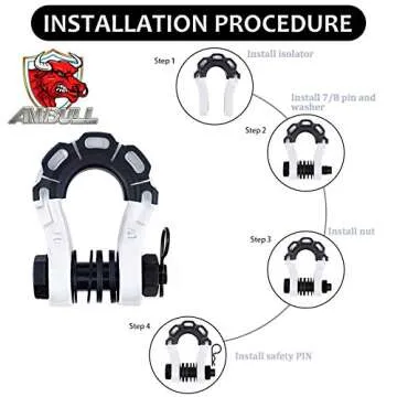 AMBULL Shackles Upgrade 3/4" D Ring Shackle (2 Pack) 70,000 lbs Break Strength with 7/8" Pin, Isolator and Washer Kits for Use with Tow Strap, Winch, Off-Road Truck Vehicle Recovery, White