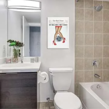 Generic Fashion Trend Female Red High Heels Wall Art Sexiness Of Women Silk Stockings Mirrorball Posters Attractive Beauty Lady Art Painting For Home Bedroom Dorm Wall Decor 12x16in Unframed