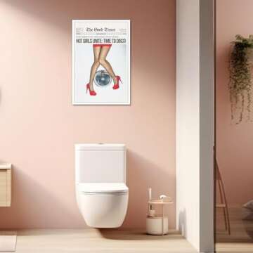 Generic Fashion Trend Female Red High Heels Wall Art Sexiness Of Women Silk Stockings Mirrorball Posters Attractive Beauty Lady Art Painting For Home Bedroom Dorm Wall Decor 12x16in Unframed