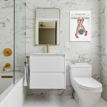 Generic Fashion Trend Female Red High Heels Wall Art Sexiness Of Women Silk Stockings Mirrorball Posters Attractive Beauty Lady Art Painting For Home Bedroom Dorm Wall Decor 12x16in Unframed