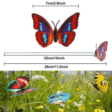 Augshy Butterfly Decorations, 75 Pcs Butterfly Stakes PVC Waterproof Decorative Colorfuli Garden Sta...