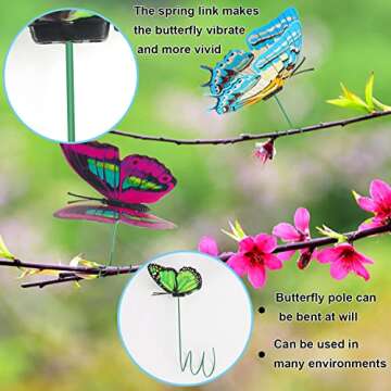 Augshy Butterfly Decorations, 75 Pcs Butterfly Stakes PVC Waterproof Decorative Colorfuli Garden Stakes for Indoor/Outdoor Christmas Yard Decor