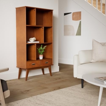 SIMPLIHOME Draper Solid Hardwood Modern Bookcase for All Spaces