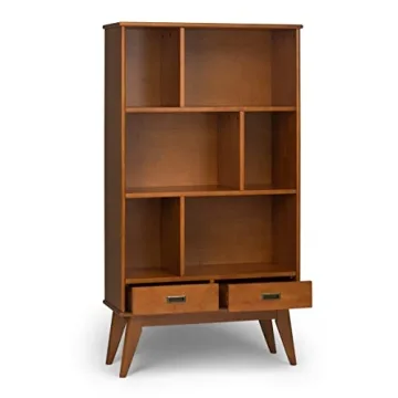 SIMPLIHOME Draper Solid Hardwood Modern Bookcase for All Spaces