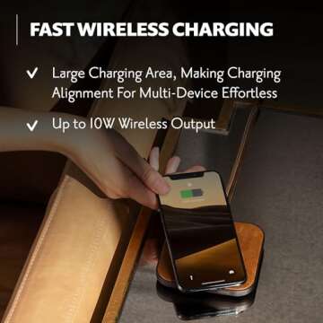 COURANT Catch:1 Classics - Italian Leather Wireless Charging Pad - Compatible with iPhone 16, 15, 14, 13, 12, 11, X, Samsung Galaxy S23, S22, S21, S20, Note, AirPods, AirPods Pro (Black)