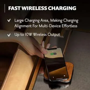 COURANT Catch:1 Classics - Italian Leather Wireless Charging Pad - Compatible with iPhone 16, 15, 14, 13, 12, 11, X, Samsung Galaxy S23, S22, S21, S20, Note, AirPods, AirPods Pro (Black)