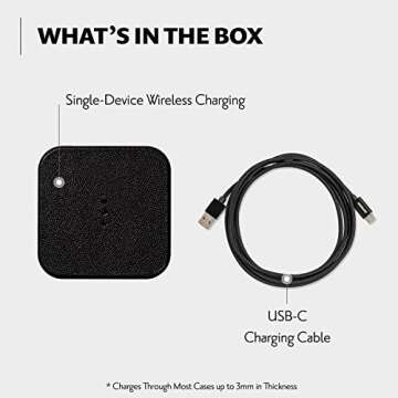 COURANT Catch:1 Classics - Italian Leather Wireless Charging Pad - Compatible with iPhone 16, 15, 14, 13, 12, 11, X, Samsung Galaxy S23, S22, S21, S20, Note, AirPods, AirPods Pro (Black)