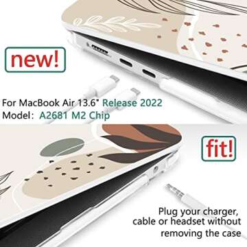 DONGKE Compatible with MacBook Air 13.6 inch Case 2022 2023 2024 Release A2681 M2 A3113 M3 Chip with Touch ID, Plastic Hard Shell Case & Keyboard Cover & Screen Protector, Abstract Art