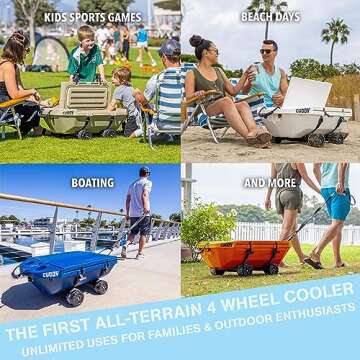 CUDDY Crawler Cooler with Wheels – 40 QT Amphibious Floating Cooler and Dry Storage Vessel - Navy