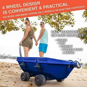 CUDDY Crawler Cooler with Wheels – 40 QT Amphibious Floating Cooler and Dry Storage Vessel - Navy