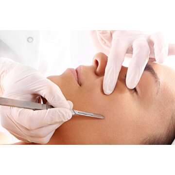 Scalpel Blades #10 Includes #3 Metal Handle – Suitable for Dermaplaning, Crafts, Medical/Surgical ...