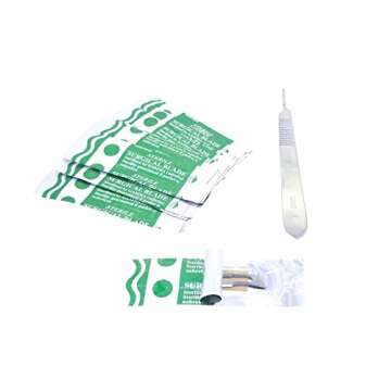 Scalpel Blades #10 Includes #3 Metal Handle – Suitable for Dermaplaning, Crafts, Medical/Surgical Instruments/Equipment Pack of 10