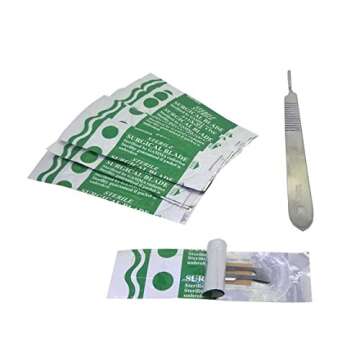 Scalpel Blades #10 Includes #3 Metal Handle – Suitable for Dermaplaning, Crafts, Medical/Surgical Instruments/Equipment Pack of 10
