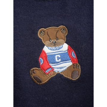 CIDER Womens Sweaters Fall Long Sleeve Bear Graphic Crewneck Sweater Soft Knit Casual Cropped Pullover Cute Fall Outfits 2024: Navy Blue, L