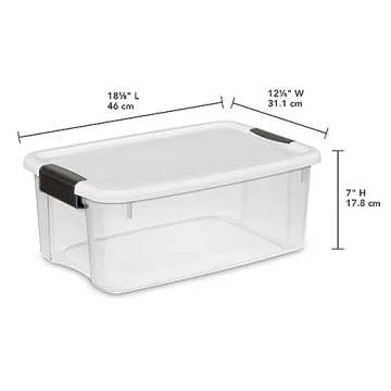 Sterilite 6-Pack Stackable Storage Bin with Lid, Clear Plastic Design, 18 Quart