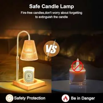 Keevvon Candle Warmer Lamp, Adjustable Height Candle Lamp Warmer with Timer, Electric Dimmable Wax Melt Warmer for Jar Candles with 2 Bulbs, Bedroom Home Decor Aesthetic Gift (Amber)