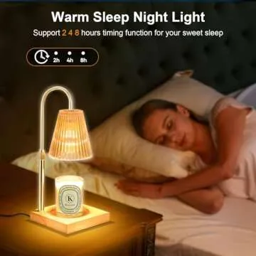 Keevvon Candle Warmer Lamp, Adjustable Height Candle Lamp Warmer with Timer, Electric Dimmable Wax Melt Warmer for Jar Candles with 2 Bulbs, Bedroom Home Decor Aesthetic Gift (Amber)