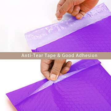 Nicunom 100 Pack Poly Bubble Mailers 6x10 Inch Self Seal Padded Envelopes Waterproof Shipping Envelopes, Purple