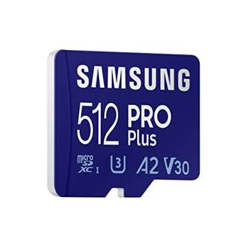 SAMSUNG PRO Plus + Adapter 512GB microSDXC Up to 160MB/s UHS-I, U3, A2, V30, Full HD & 4K UHD Memory Card for Android Smartphones, Tablets, Go Pro and DJI Drone (MB-MD512KA/AM)