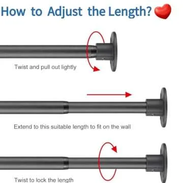 Heavy Duty Shower Rod - Industrial Shower Curtain Rod Wall Mounted for Bathroom,Closet,Room Divider,Outdoor Patio - 28 to 76"Adjustable Shower Pole - Matte Black