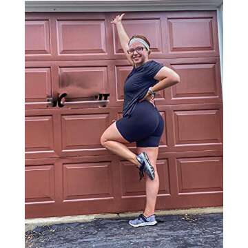 TomTiger Yoga Shorts for Women Tummy Control High Waist Biker Shorts Exercise Workout Butt Lifting Tights Women's Short Pants (Black, M)