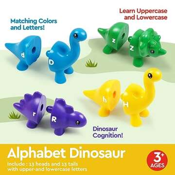 ABC Letters Matching Dinosaur Toys, Double-Sided Alphabet Learning Toy Birthday Valentine's Gifts fo...