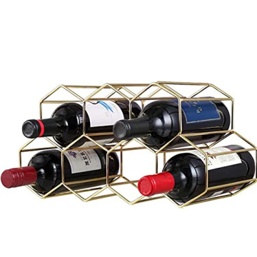 Stunning Gold Wine Rack - Holds 9 Bottles, No Assembly
