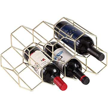 Stunning Gold Wine Rack - Holds 9 Bottles, No Assembly