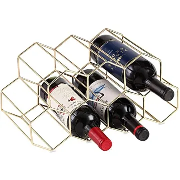 Stunning Gold Wine Rack - Holds 9 Bottles, No Assembly