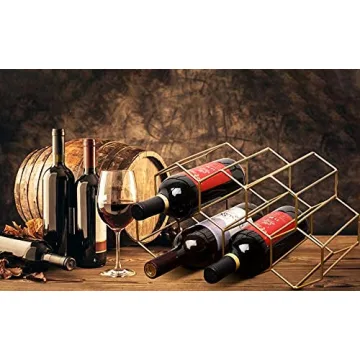 Stunning Gold Wine Rack - Holds 9 Bottles, No Assembly